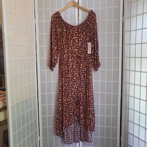 Boho Gypsy Autumn Fall Floral Festuval Maxi Dress NWT Sz L